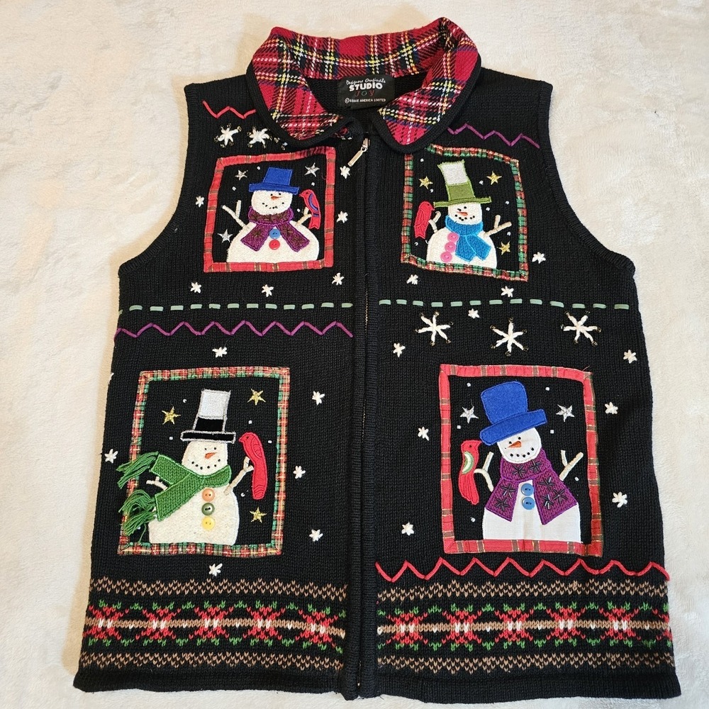Vintage Designers Original Studio Joy Ugly Christmas Sweater Vest Women's Small